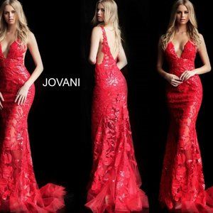 Jovani 60283 Red Sequin Gown